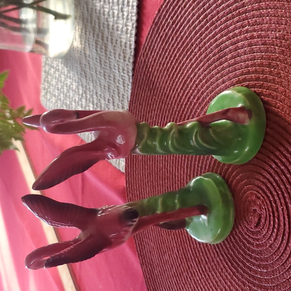 1950's Art Deco MCM Ceramic Pink Flamingo figurines - Picture 2 of 7